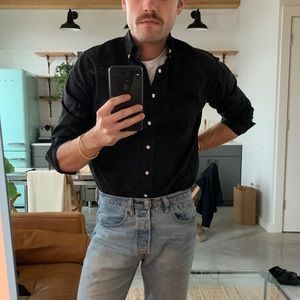 Schnayderman’s Black Denim Button Down Shirt